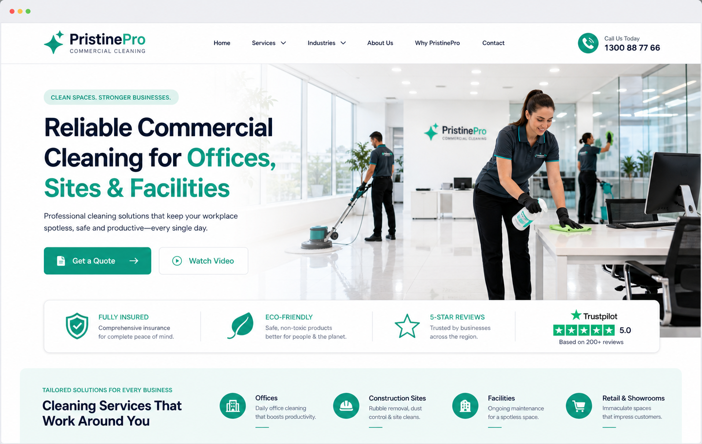 PristinePro Commercial Cleaning concept website