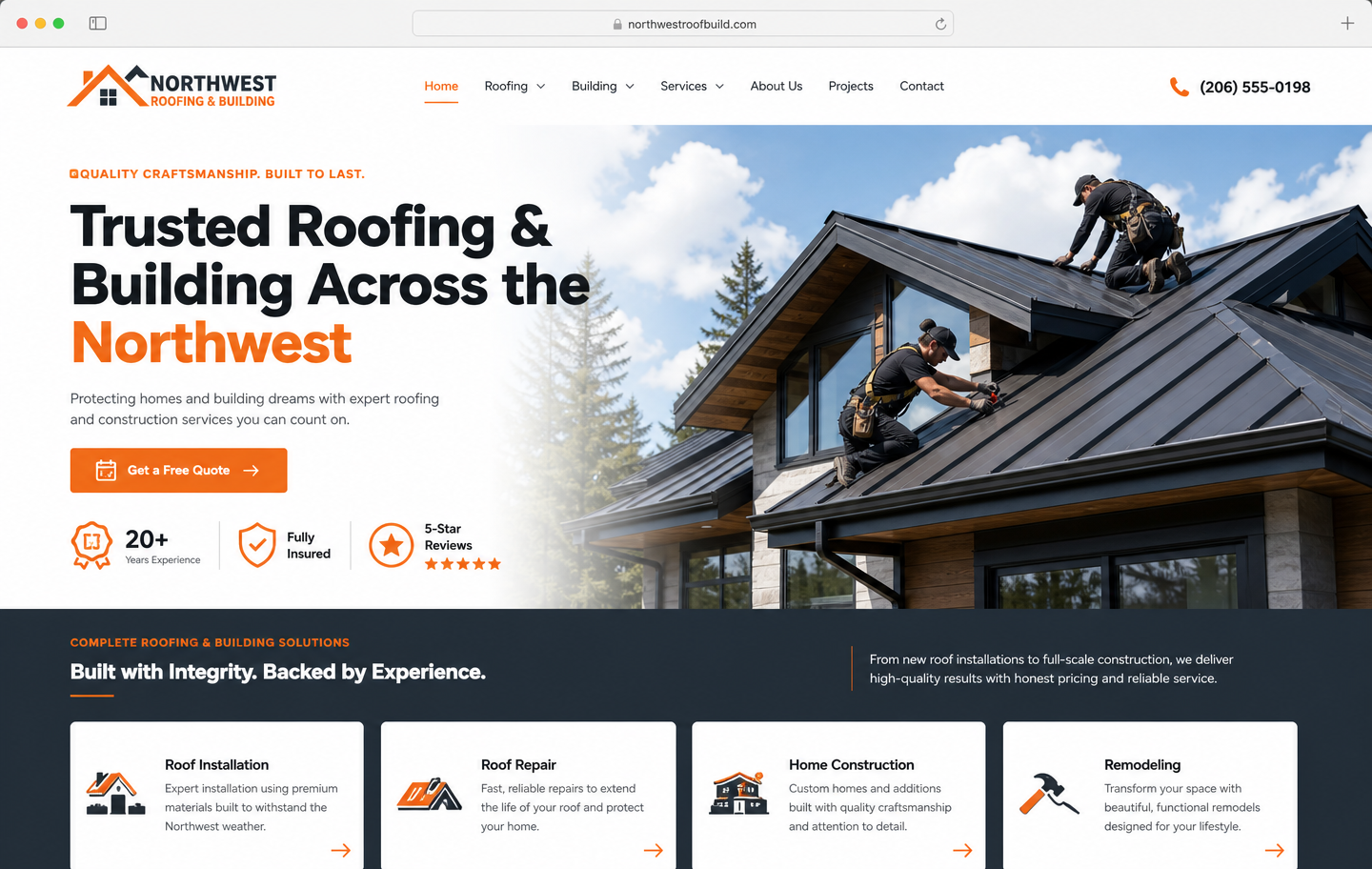 Northwest Roofing & Building concept website