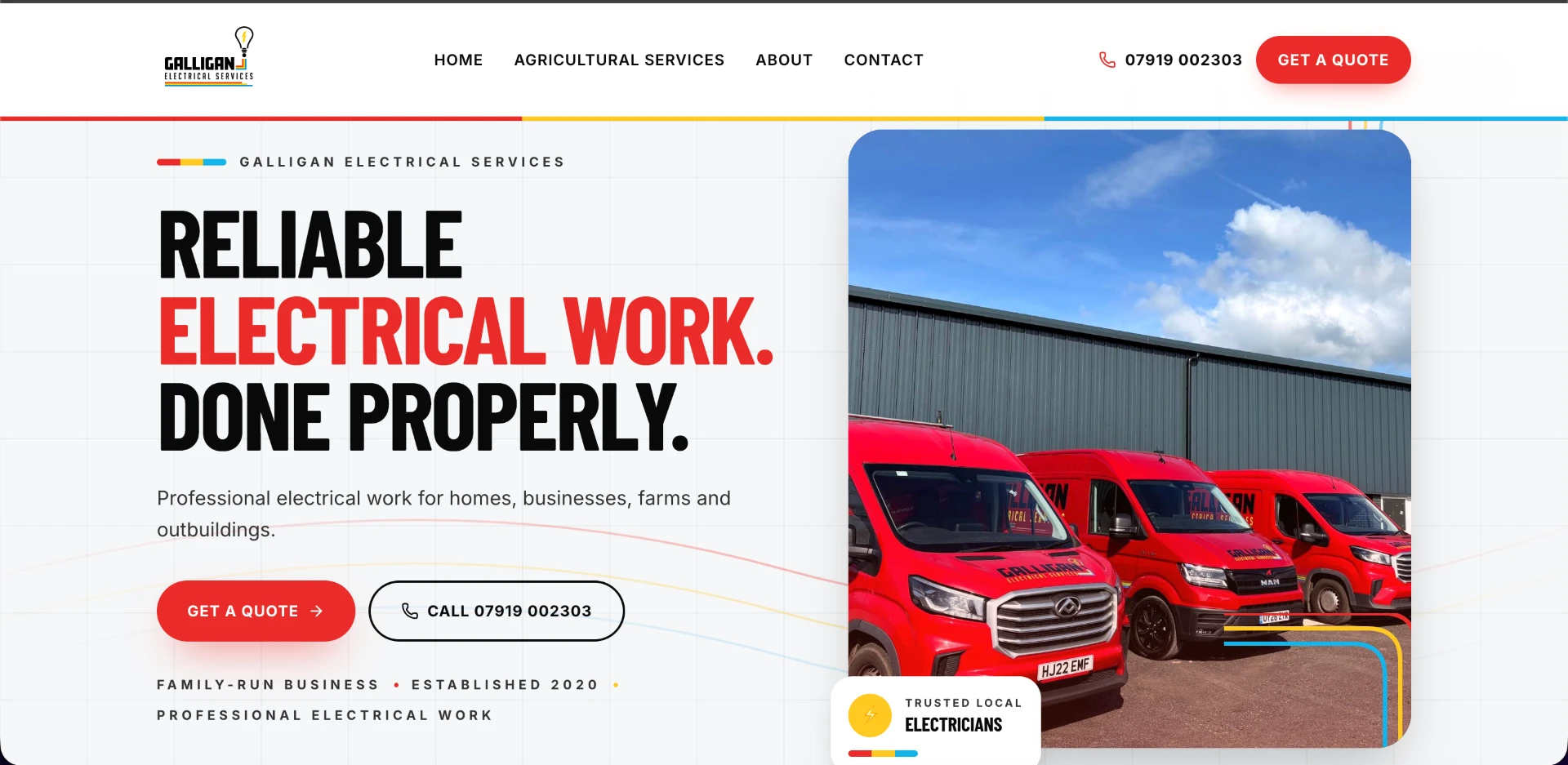 Galligan Electrical Services website homepage