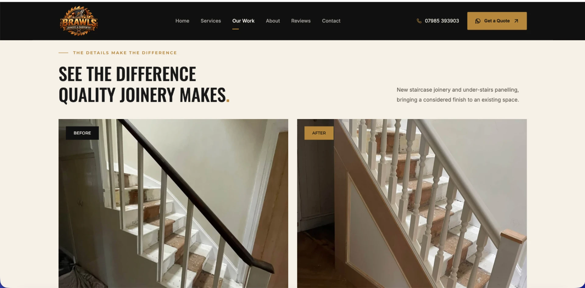 Brawls Joinery & Carpentry website staircase before-and-after projects
